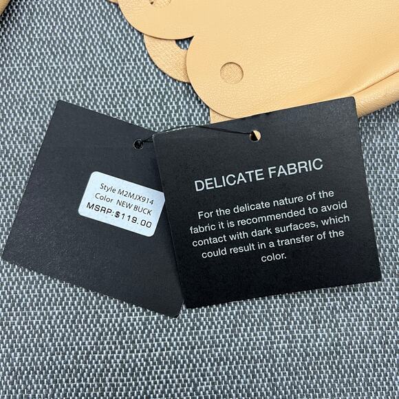 Marc New York Women's Faux Leather Cut Out Design Raw Edge Beige Jacket Size L - Picture 9 of 13